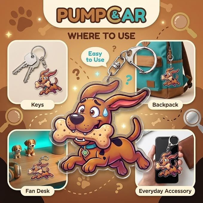 PumpCar Acrylic Keychain Double-Sided Charm Key Ring with Metal Clip Backpack Charm Bag and Car Key Accessory Collectible