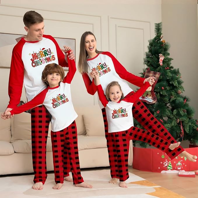 TEERAPHIQUE Christmas Pajamas for Family,Family Holiday Pajamas Matching Sets,Xmas Jammies for Couples