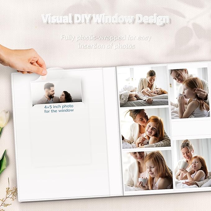 Photo Album 4x6 with 1000 Pockets,Slip-in Picture Albums,Linen Cover Memory Book with Front Window,White Page Vertical Photo Book for Wedding,Family,Anniversare,Baby,Vacation