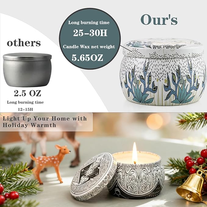 Scented Candles Gift Set, 6 Pack Soy Wax Candles for Home Aromatherapy, Long Lasting 200H, Natural Essential Oil Candles Gifts for Women, Ideal for Birthday, Thanksgiving, Christmas, Meditation