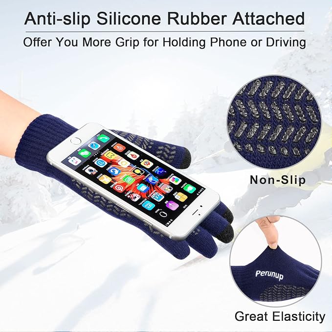 MAYLISACC Winter Knit Beanie Hat Neck Warmer Scarf and Touch Screen Gloves Set 3 Pcs Fleece Lined Skull Cap for Men Women