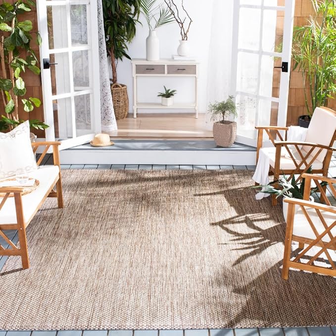 SAFAVIEH Washable Rug Outdoor Courtyard Collection - 10' x 14', Aqua Blue & Grey, Non-Shedding & Easy Cleaning, Ideal for Patio, Backyard, Mudroom (CY8521-37312)