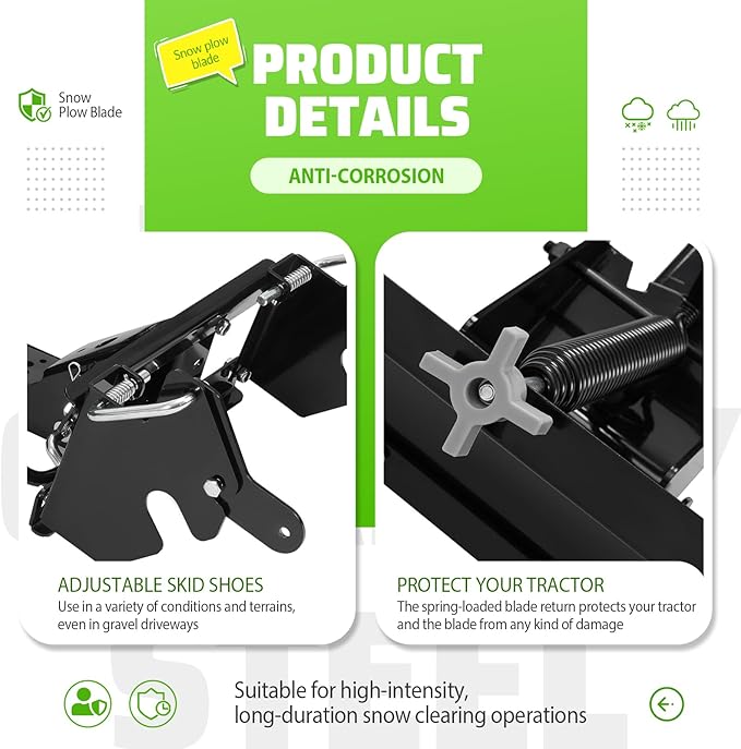 Wutist 46" Black Snow Blade Plows Attachment Compatible with Columbia, Troy-Bilt, Remington, Yard-Man and Yard Machines Heavy Duty Steel