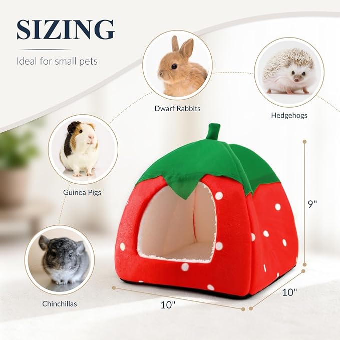 Guinea Pig Hideout Bed, Dwarf Rabbit House Cave | Cozy Hide-Out for Little Bunny Hedgehog Ferret Chinchilla & Other Small Animals, Cage Accessories