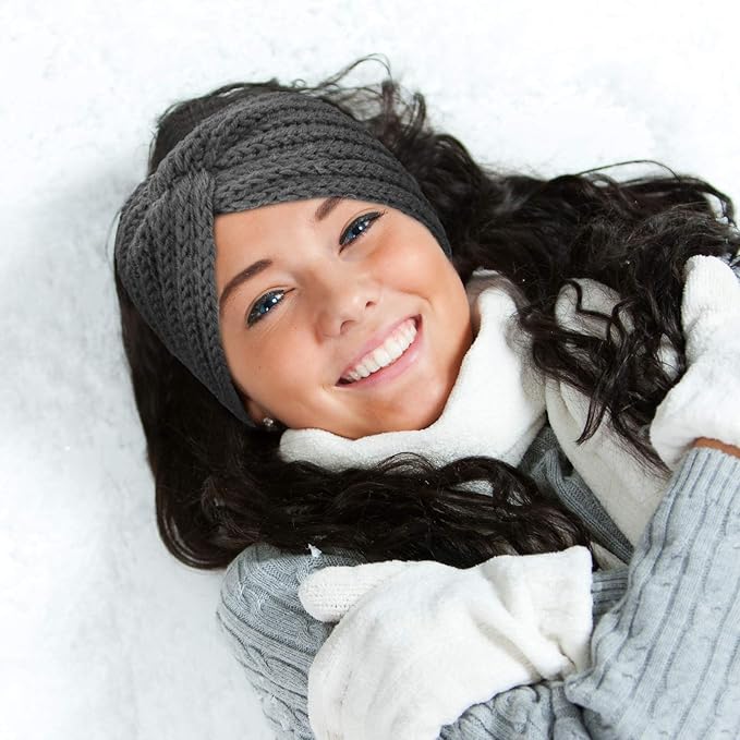 DRESHOW Winter Knit Chunky Headbands for Women Crochet Turban Knitted Ear Warmer Fashion Head Wrap 6 Pack