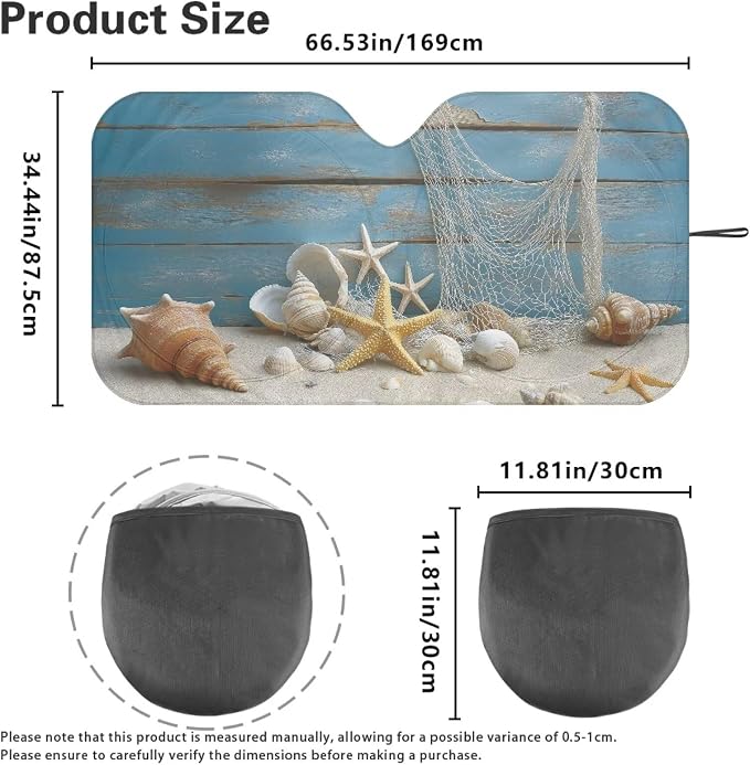 Coastal Starfish Shell Windshield Sun Shade Foldable Universal Car Front Windshield Shade Sun Protector Reflector Sunshade Offers Ultimate Protection for Car Interior for Most Cars SUV