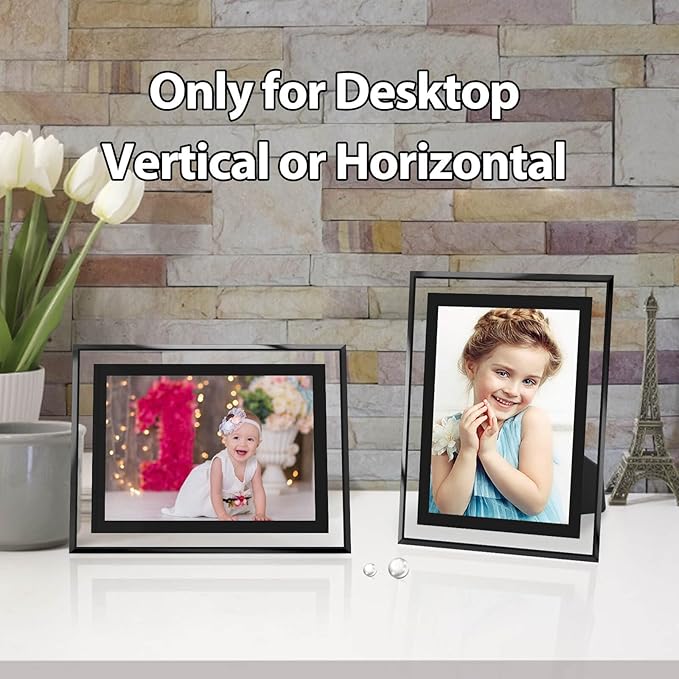 5x7 Picture Frames Black - Set of 4, HD Real Glass 5 by 7 Photo Frame for Tabletop Display, Wedding Birthday Christmas Day Gifts (5 x 7, Black)