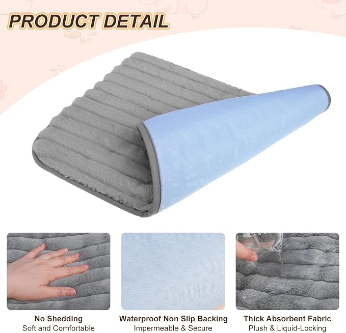 BEAUTYZOO 2Pack Guinea Pig Cage Liners, Washable Fleece Cage Bedding 16x24 | Super Absorbent,Leakproof 3-Layer, Non-Slip Backing, Soft Fleece Surface,for Small Animals Rabbit Hamster Rat, 2Pack 16"x24"