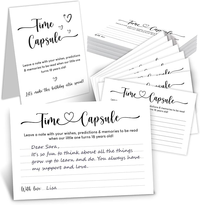 Baby Time Capsule Cards 1st Birthday Party Activities - First Birthday Party Games Ideas, Advice And Wishes Cards Keepsake Gifts Baby Shower Games For Girl Boys