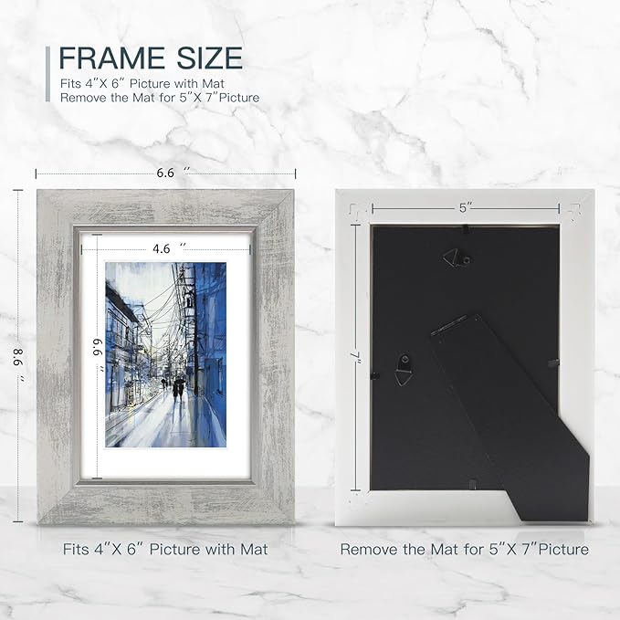 XUANLUO 5x7 Picture Frames Set of 4 Rustic Retro Photo Frame with HD Plastic Cover for Wall Mount and Tabletop Display Family Friends Wedding Gift