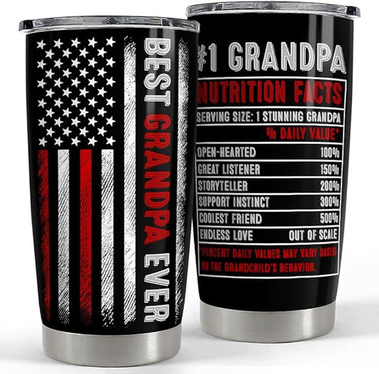 SANDJEST Grandpa Tumbler 20oz Best Grandpa Ever Gifts Stainless Steel Insulated Tumblers Coffee Travel Mug Cup Granddad Gifts for Men Birthday Christmas Gift for Grandpas Grandfather Papa Grandad