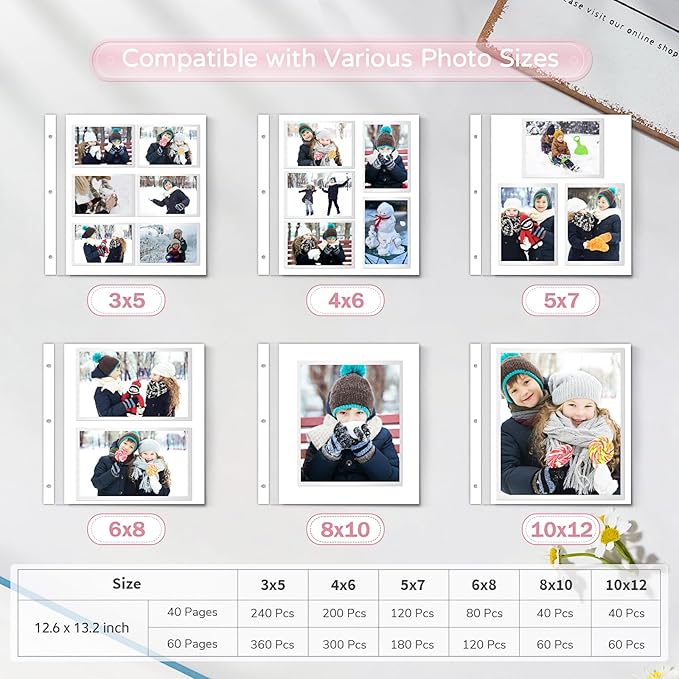 Popotop Large Photo Album Self Adhesive 4x6 5x7 8x10 Scrapbook Album DIY Picture Book,Gifts for Mom,Family Baby and Wedding,with Metal Pen and Plastic Board