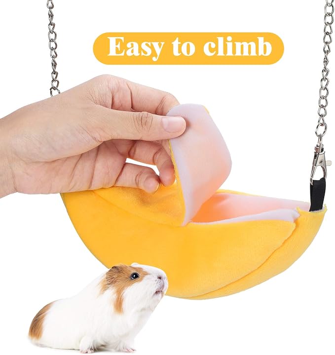 Jetec 2 Pcs Hamster Hammock Hanging Bed for Small Pets | Bed for Hamster Guinea Pig Rat Chinchilla, Banana Pineapple Hanging Nest, Sleep Play Hideout in Small Pet Cage