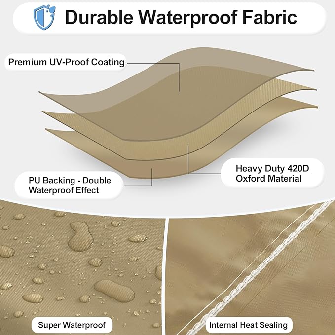 OutdoorLines Waterproof Outdoor Patio Heater Covers with Zipper and Storage Bag, Dust-proof UV-Resistant Windproof Propane Heavy Duty Heater Cover for Standing Heater, 1 Pack-89Hx33Dx19B inch Camel