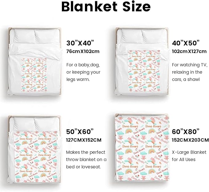 Ship Next Day Personalized Baby Blanket, Printed in USA - Custom Name Toddler Blanket with Pig Pattern, Personalized