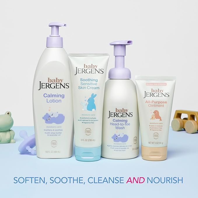 Jergens Baby Soothing Sensitive Skin Cream, Cream for Infant Dry Skin, Baby Cream for Dry Skin, Pediatrician-tested, Fragrance-free, 8 Fl Oz