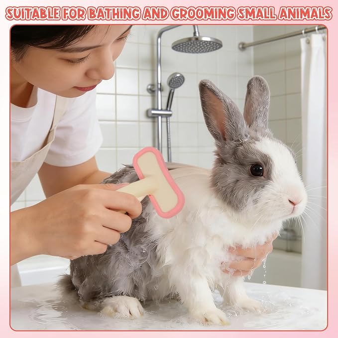 Rabbit Brush, Soft Silicone Small Animal Massage Comb, Practical Bunny Brush for Grooming, Bunny Grooming Kit Supplies Suitable for Cats Puppies & Other Pets