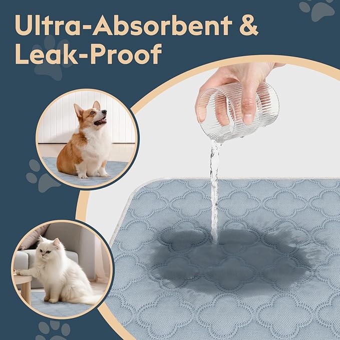 FunFurry Washable Pee Pads for Dogs - 4 Pack Reusable Pee Pads，Waterproof Puppy Pads，Pet Training Pads，Super Absorbent with Dog Paw Shape Non-Slip Backing (Light Grey, 18" X 24" - 4 Pack)