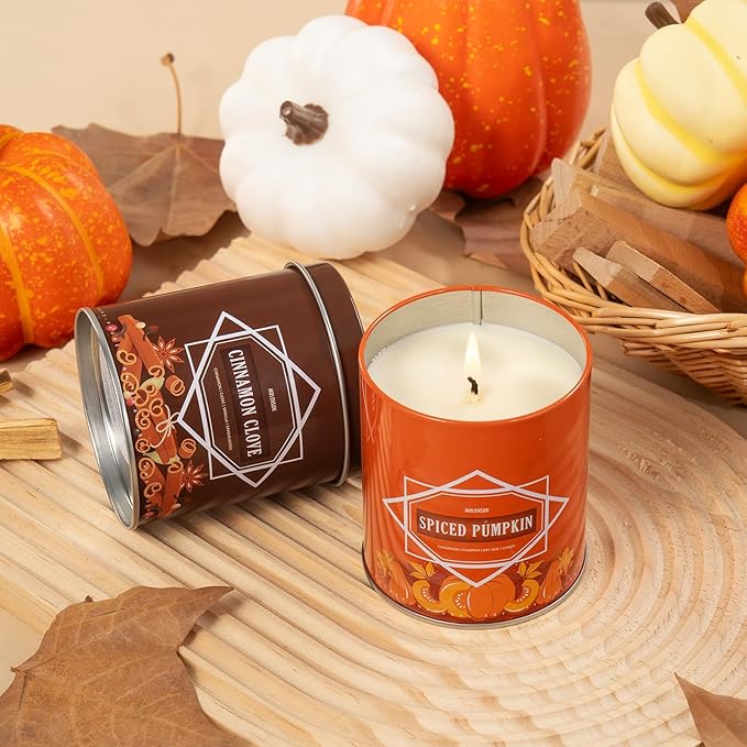 Cinnamon Clove Fall Scented Candle – 9 oz Soy Wax in Travel-Friendly Reusable Tin, Non-Toxic & Clean Burning, 50-Hour Burn – Cozy Autumn Fragrance, Holiday Gift & Fall Decor for Women & Men