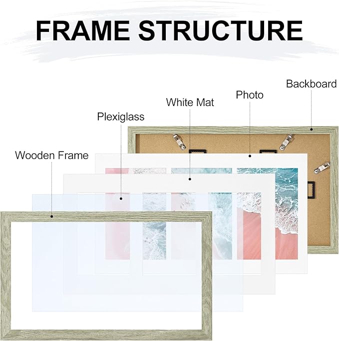 Vittanly 8x14 Picture Frames Collage Wall Decor, Displays 3Pcs 4x6 Pictures with Mat or 1Pcs 8x14 without Mat, Collage Picture Frame for Horizontal or Vertical Display, Driftwood, 1 Pack