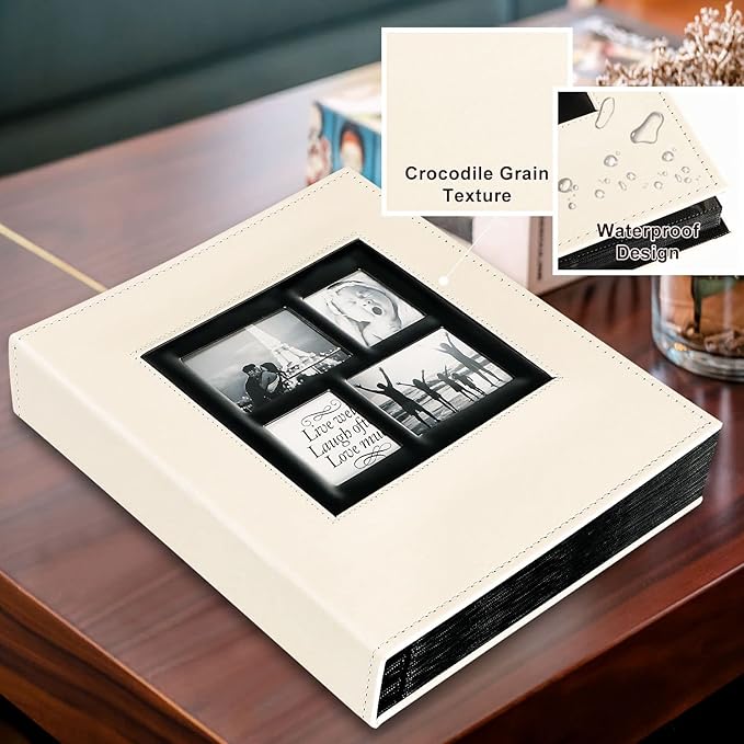 Ywlake Photo Album 4x6 500 Pockets Photos, Extra Large Capacity Family Wedding Picture Albums Holds 500 Horizontal and Vertical Photos Beige