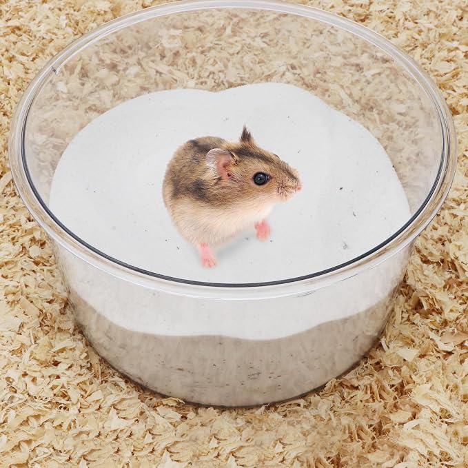 Wontee Hamster Sand Bath Sand Box Container Digging Hamster Bathroom for Hamsters Mice Syrian Hamsters Gerbils Small Animals (Circle- 7.1" x 3.9")