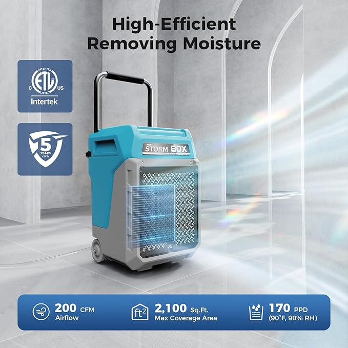 ALORAIR LGR Commercial Dehumidifier with Pump & Drain Hose, Portable Industrial Dehumidifiers with Wheels for Water Damage Restore, Basement, Garage, 5 Years Warranty