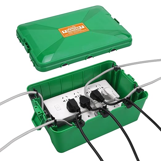 Blumway Large Outdoor Electrical Box (12.5x8.5x5 inch), IP54 Waterproof Outdoor Outlet Extension Cord Cover Weatherproof, Protect Outlet, Plug,Power Strip,Timer, Socket,Holiday Light (Green)