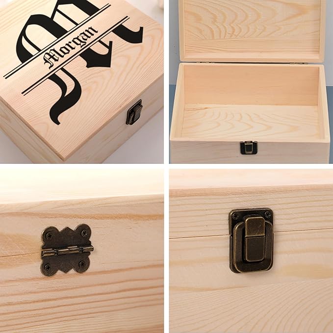Personalized Keepsake Memory Box - Custom Name Wooden Decorative Storage With Lid for Women Men - Customized for Birthday, Anniversary, Wedding, Graduation