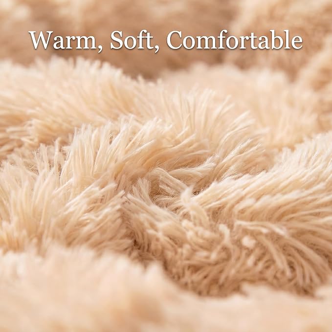 Tiny Dog Bed for Extra Small Dogs for Chihuahua Pomeranian Toy Poodle | 15 Inch Washable Puppy Bed,Soft Faux Fur Calming Donut Bed,Light Brown
