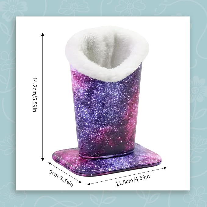 Plush Lined Eyeglasses Holder, Cute Magnetic PU Leather Glasses Stand Case for Women Men Kids
