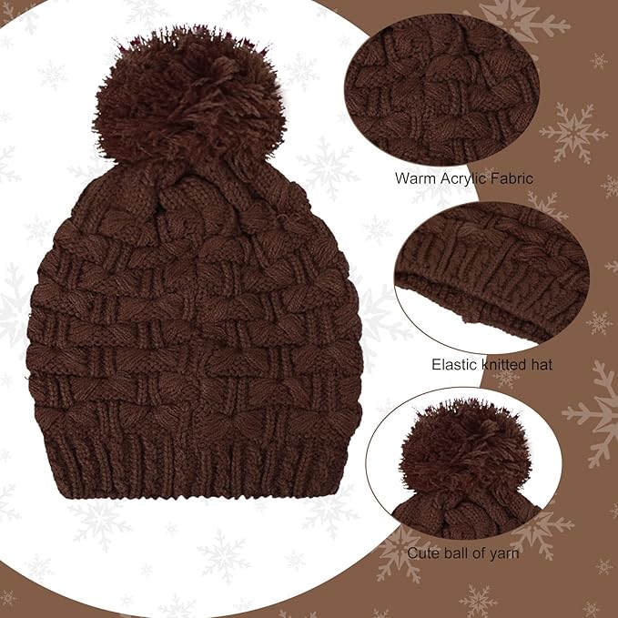 JenPen 4 Pcs Winter Hat Scarf and Gloves Set for Women Include Ear Cover Cold Weather Scarf Hat Knit Beanie Gloves