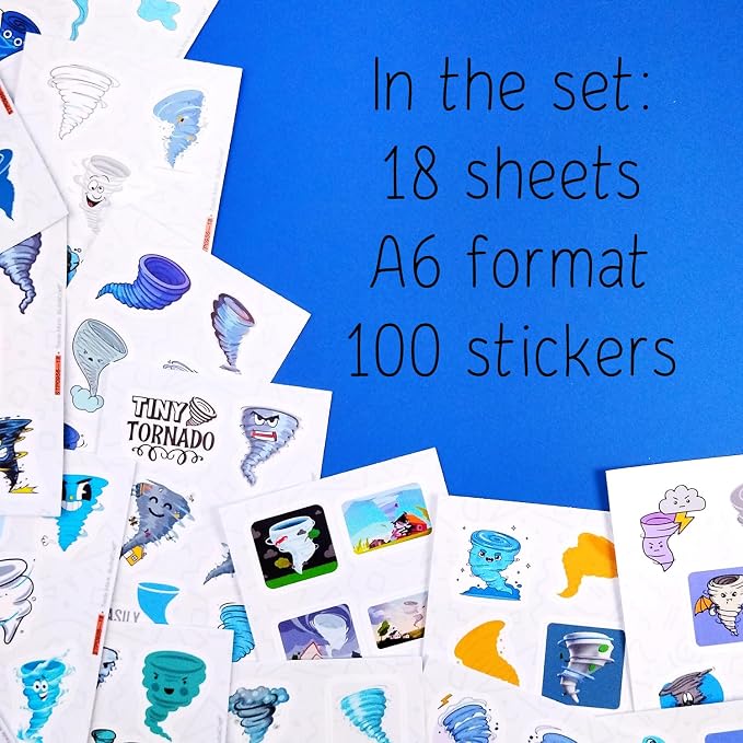 100Pcs Tornado Stickers for Water Bottle and Laptop - Weather Party Supplies & Decorations, Waterproof Vinyl Storm Decals, Exciting Tornado Stickers Laptop Decals, Gifts for Women & Men