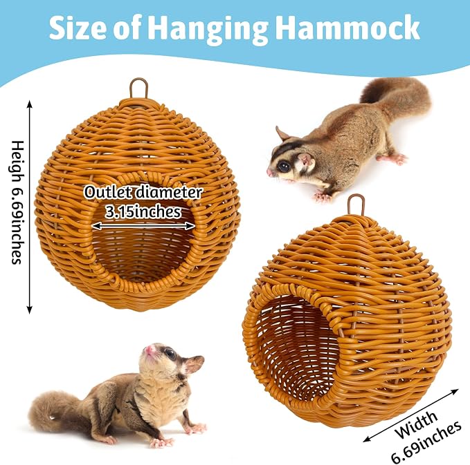 BNOSDM Sugar Glider Pouch, Pet Glider Cage Sleep Bag Squirrels Playing Hideout Hanging Hammock with Warm Cotton Pad Small Animal Cage Accessories for Marmosets Hamsters