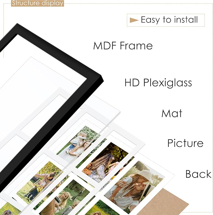 13x19 Collage Picture Frame 4x6 Picture Frames Collage Wall Decor Displays Nine 4x6 inch Photos Available Horizontal Wall Mounting Display and Vertical Black