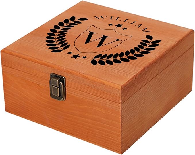 Personalized Keepsake Memory Box Custom Name Wooden Decorative Storage Box with Lids, Christmas Gift Box for Women Men Customized Gifts for Birthday Anniversary Wedding Graduation