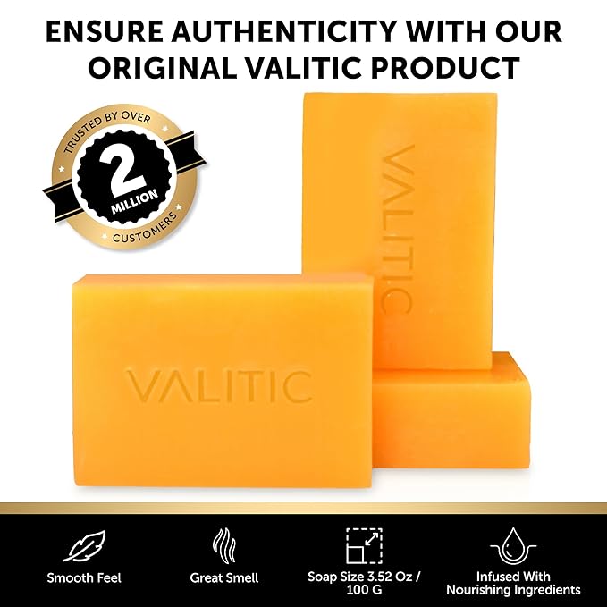 VALITIC Kojic Acid Vitamin C and Retinol Soap Bars with Turmeric for Dark Spot - Original Japanese Complex with Collagen, Hyaluronic Acid, Vitamin E (2-Pack) - with Soap Holder