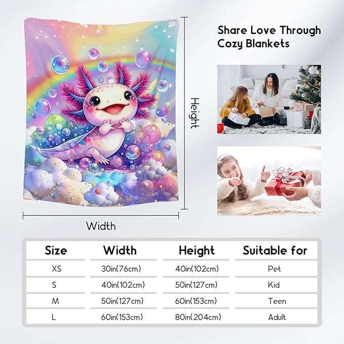 Axolotl Blanket Gifts Girls Blankets for Kids - 40x50 Inches Soft Cute Throw for Toddler