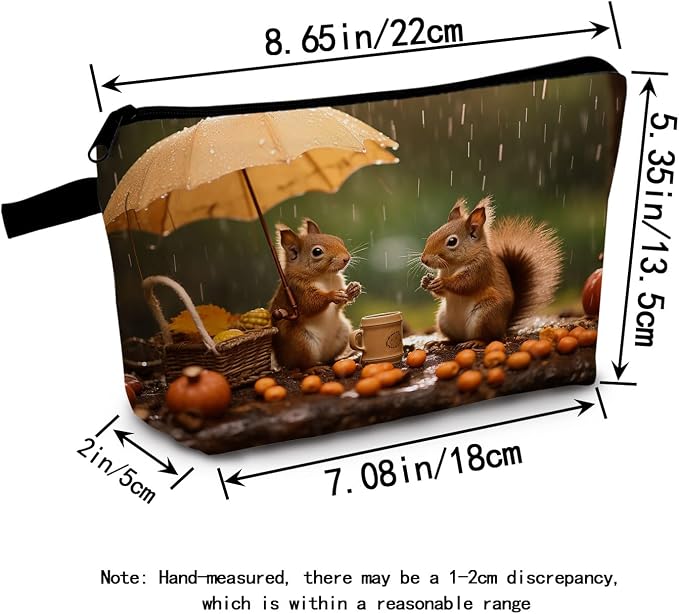 Squirrel Makeup Bag for Women Travel Cosmetic Organizer Bag Teacher Appreciation Gifts Small Zipper Toiletry Bag