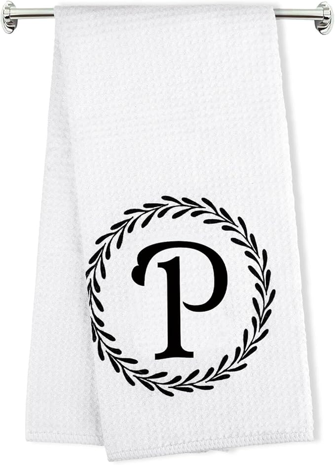 Monogrammed Hand Towels Name Ini-tial Letter P Kitchen Towels,Personalized Gifts for Women Wife Mom,Monogram Dish Towel Decorative Tea Towel 17x23 Inch,for Kitchen Bathroom