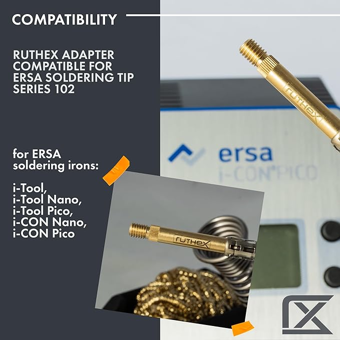 ruthex 2x Soldering Tip adapter for ERSA series 832, 842 & 102 - Soldering Iron Tip compatible with ERSA Soldering Iron i-Tool Pico, PTC 70 for inserting threaded inserts in 3D printing