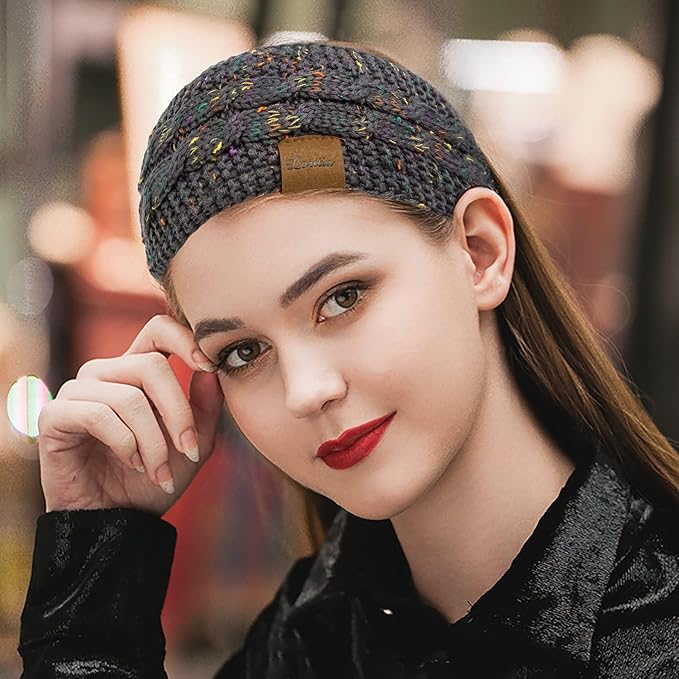Loritta Womens Ear Warmers Headbands Winter Warm Fuzzy Cable Knit Head Wrap Fleece Lined Gifts