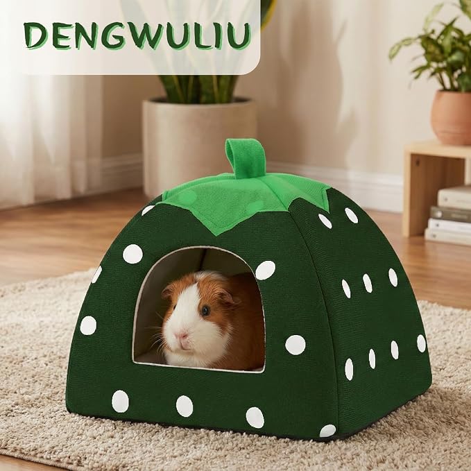 Guinea Pig Bed Rabbit Hideout Warm Fleece Cuddle Cup Washable Sleeping House for Small Animals Pet/Ferret/Chinchilla/Bunny (Drak Green)