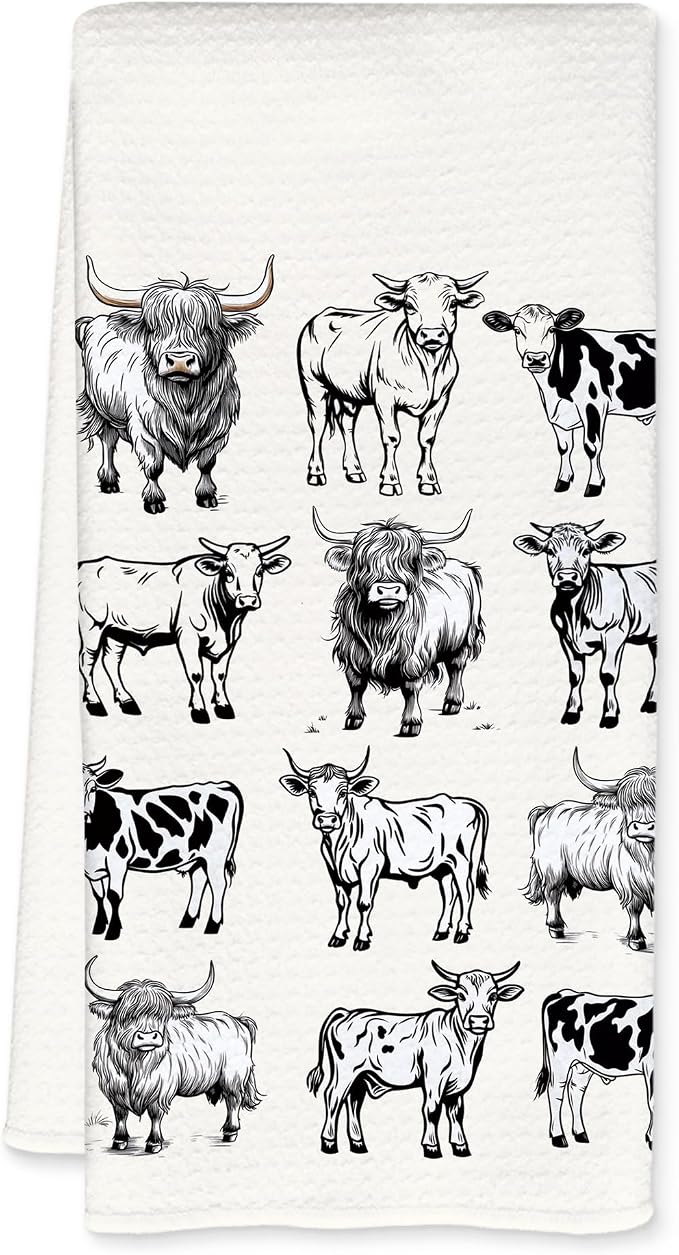Cow Gifts Kitchen Towels, Cow Decorative Hand Towels for Bathroom, 16x24 Inch