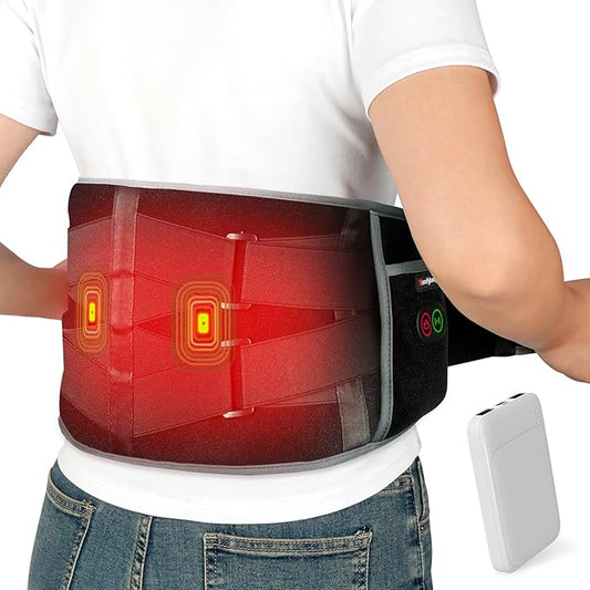 Comfytemp Cordless Heating Pad with Massager for Back, Portable Lower Back Massager FSA Eligible HSA Rechargeable Wireless Electric, Birthday Gifts for Women Men Mom Dad Seniors 3 Heat 30mins Auto-Off