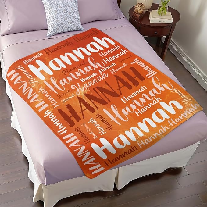Personalized Custom Baby Blanket with Name for Girls Boys Kids Customized Flannel Blanket for Bed Nursery Room Baby Stroller