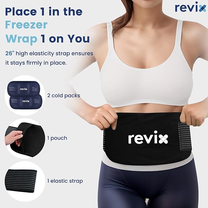 REVIX Soft Ice Packs for Injuries 14" x 7" – 2-Pack Flexible Cold Compress with Strap for Back, Shoulder, Hip, Leg, Reusable Large Cold Packs for Enhancing Comfort and Soothing Fatigue