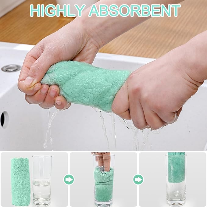 12 Pack Kitchen Cloth Dish Towels, 12x12 inch Soft Premium Dishcloths, Absorbent Microfiber Cleaning Cloth for Cleaning Dishes, Kitchen, Bathroom, Car