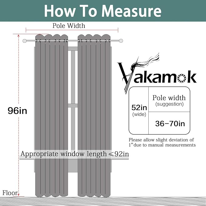 Yakamok Pure White 100% Blackout Curtains, 2 Thick Layers Completely Blackout Curtains Thermal Insulated Noise Reducing Drapes for Bedroom(52Wx96L, Pure White, 2 Panels)