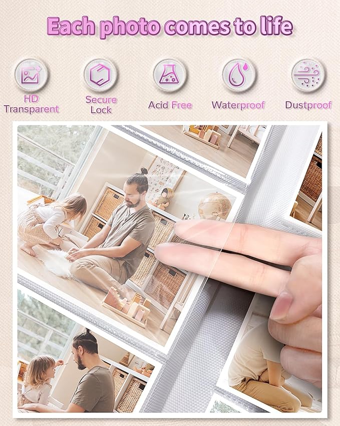 Photo Album 4x6 with 100 Pockets,Slip-in Picture Albums,Linen Cover Memory Book with Front Window,White Page Vertical Photo Book for Wedding,Family,Anniversare,Baby,Vacation